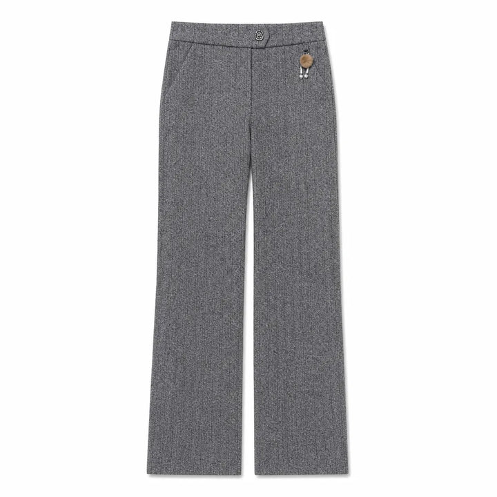 Sabine | Women Fall Wool Flare Pants - Color:Gray;Size:M