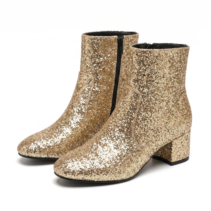 Women's Beige Fremont Sequin Heeled Boots