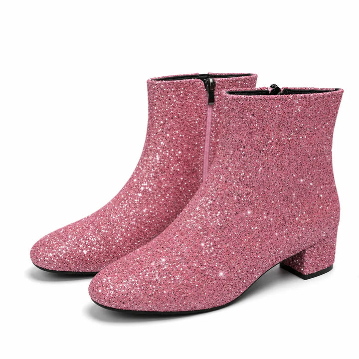 Women's Pink Fremont Sequin Heeled Boots