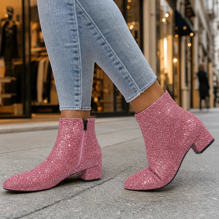 Sabine | Womens Fall Heeled Boots - Color:Pink;Size:36