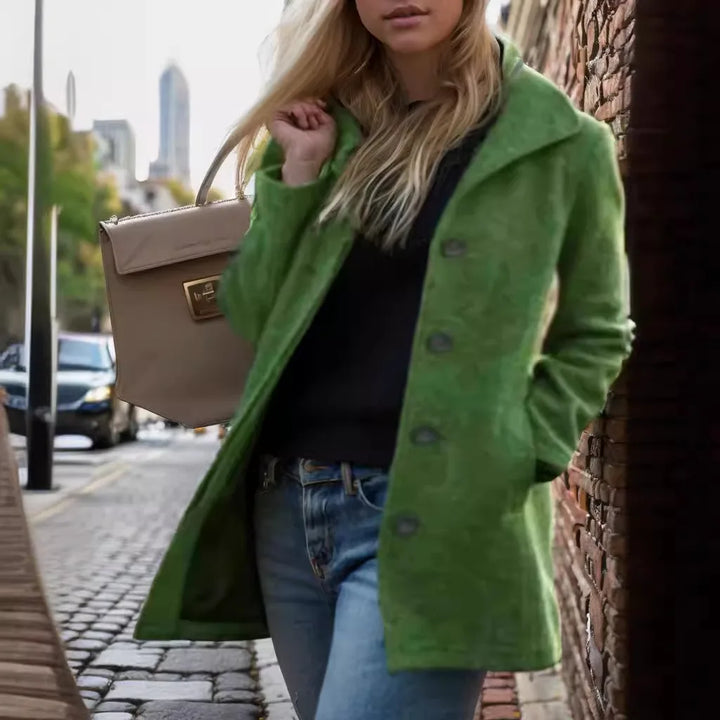 Sable | Women's Warm Collar Coat  - Color:Green;Size:XS