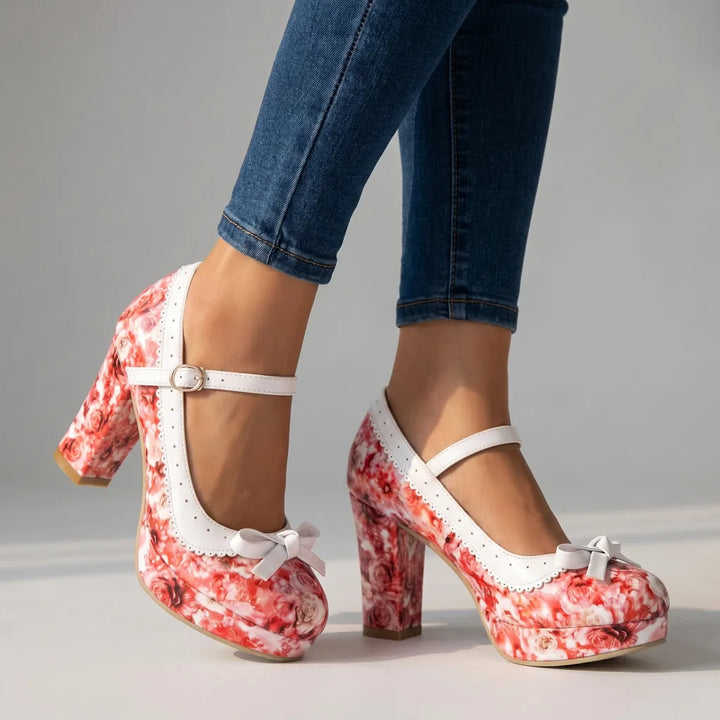 Sabrina | Women's Mary Jane Heels - Color:Red;Size:35