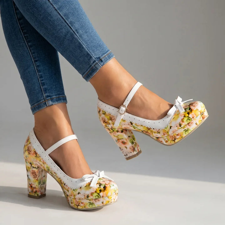 Sabrina | Women's Mary Jane Heels - Color:Yellow;Size:35