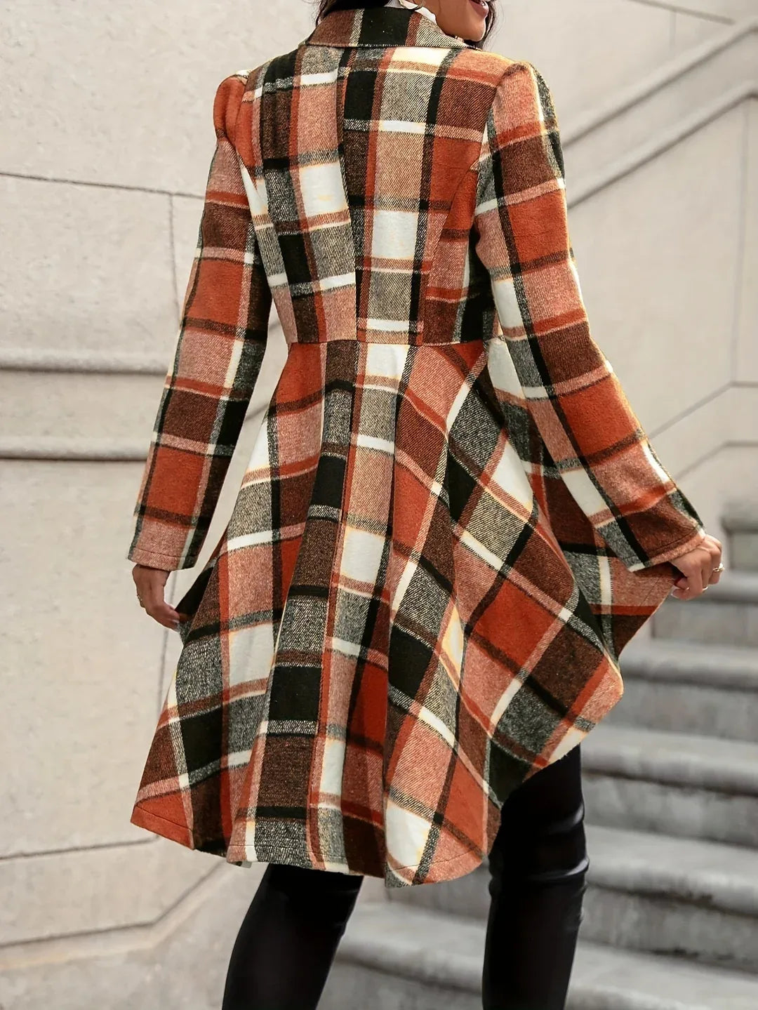 Women's Safa | Women's Draped Longline Plaid Jacket