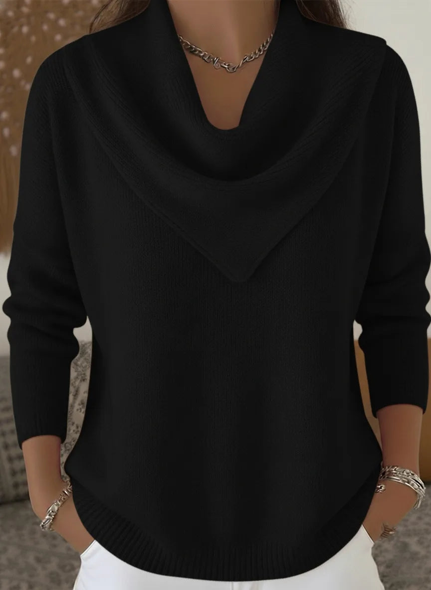 Safiya |  Women's Cowl Neck Sweater  - Color:Black;Size:XS