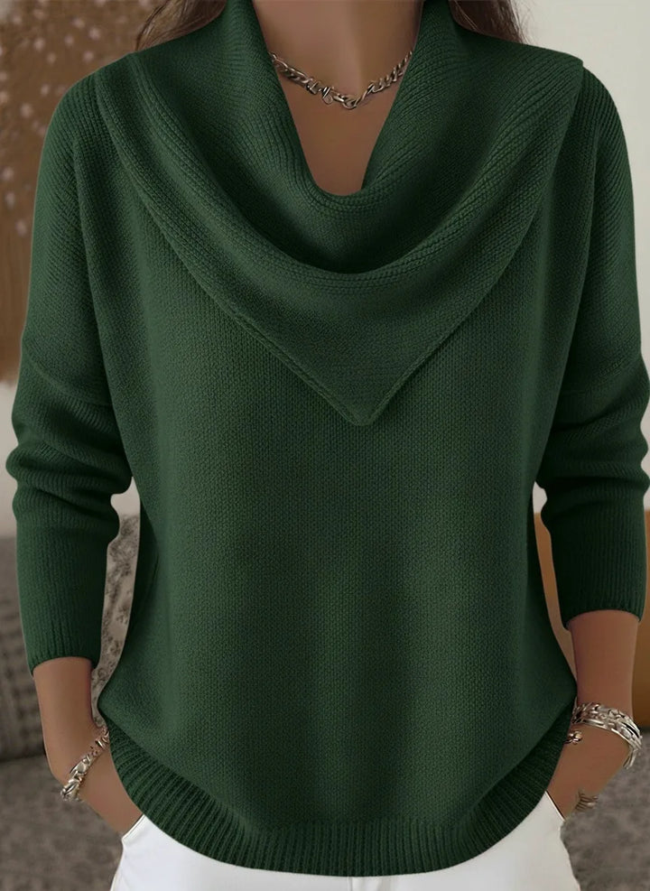 Safiya |  Women's Cowl Neck Sweater  - Color:Green;Size:XS
