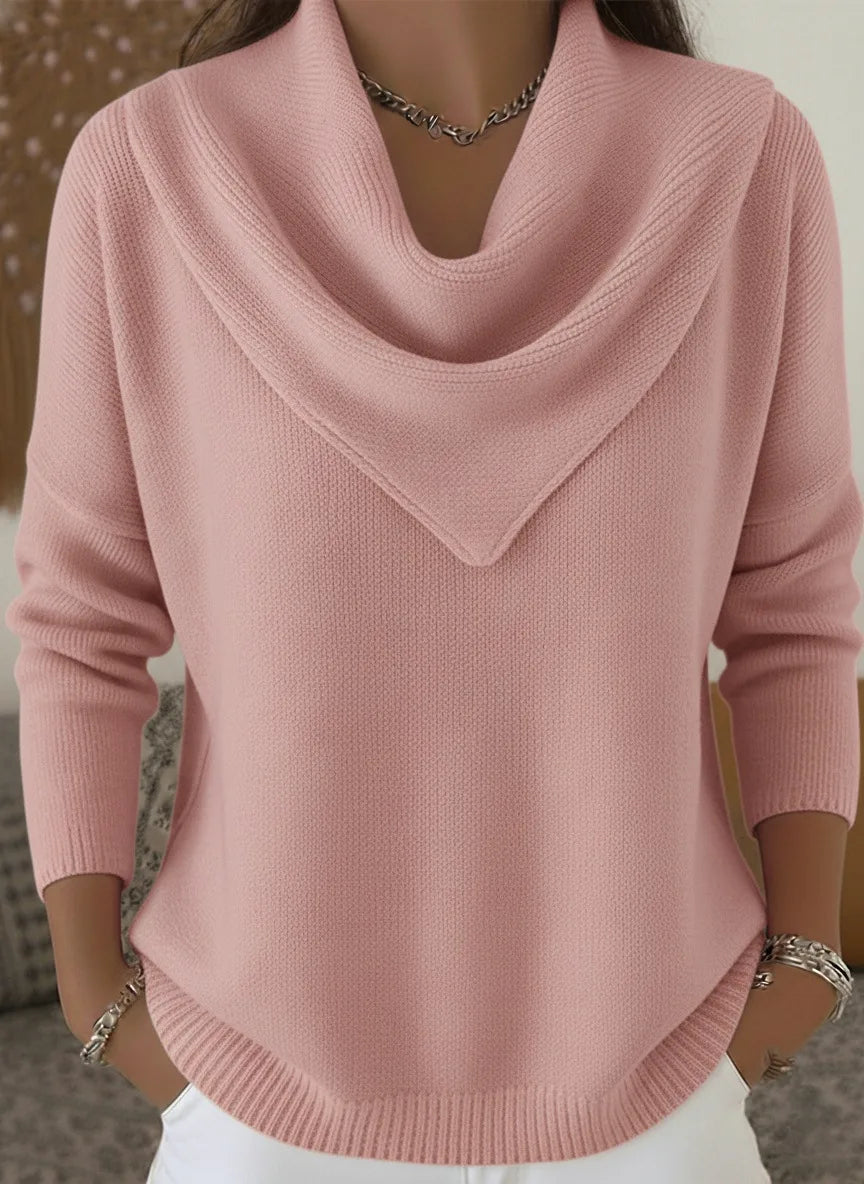 Safiya |  Women's Cowl Neck Sweater  - Color:Pink;Size:XS