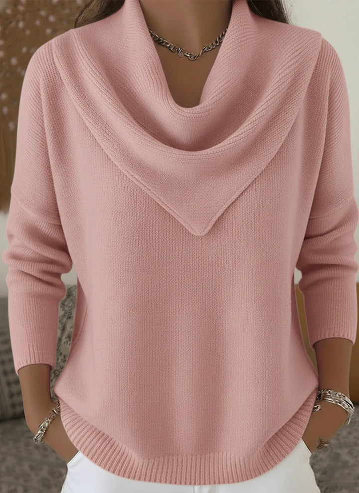 Safiya |  Women's Cowl Neck Sweater  - Color:Pink;Size:XS