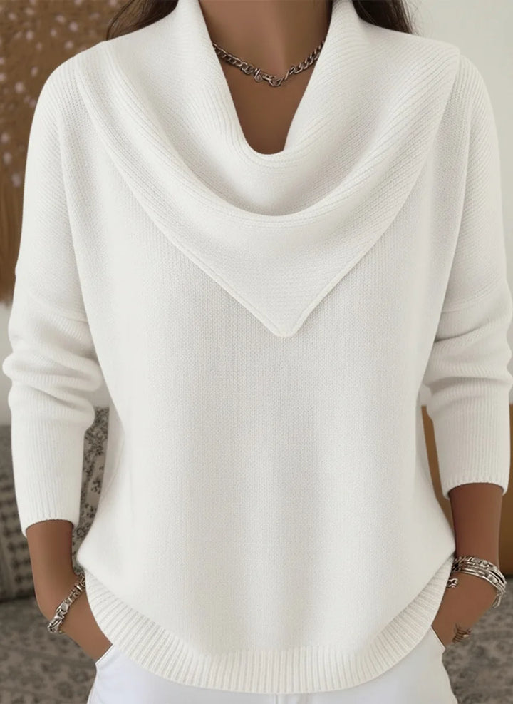 Safiya |  Women's Cowl Neck Sweater  - Color:White;Size:XS