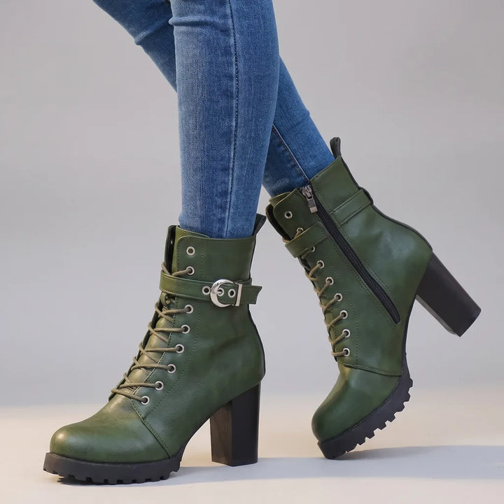 Saoirse | Women's Orthopedic Lace-Up Ankle Boots  - Color:Green;Size:35