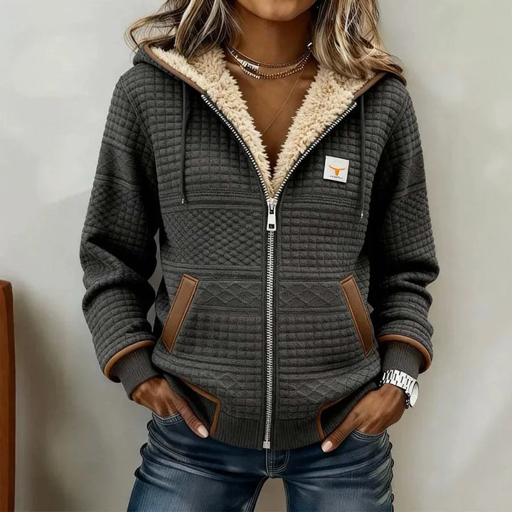 Sapphire | Women's Quilted Teddy Jacket  - Color:Gray;Size:XS