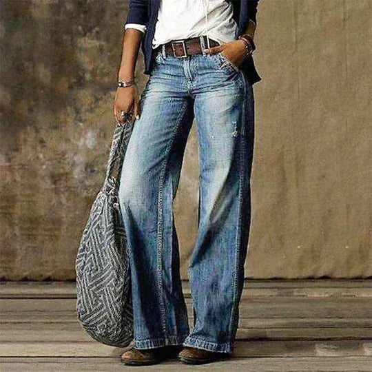 Sasha | Women's Retro Wide Leg Jeans  - Size:XS;Color:Light Blue