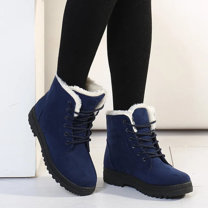 Saskia | Women's Cozy Ankle Winter Boots  - Color:Blue;Size:35