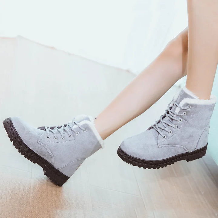 Saskia | Women's Cozy Ankle Winter Boots  - Color:Gray;Size:35