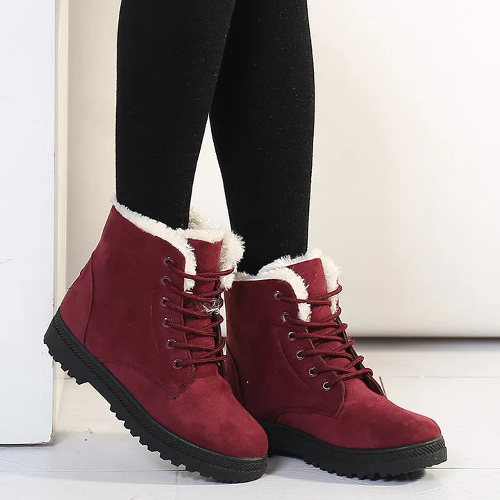 Saskia | Women's Cozy Ankle Winter Boots  - Color:Red;Size:35