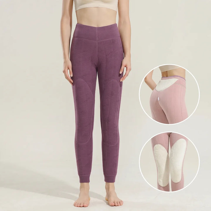 Savannah | Wool Fleece Lined Leggings - Size:M;Color:Pink