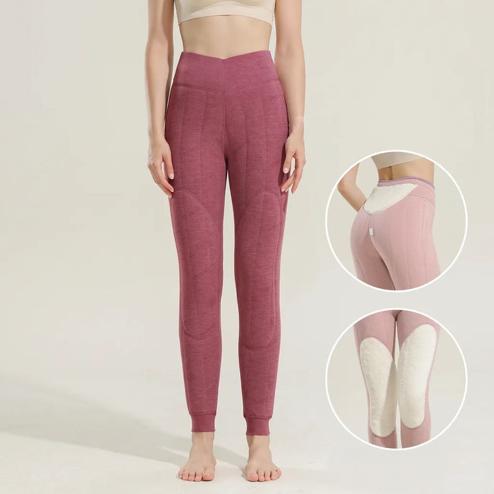 Savannah | Wool Fleece Lined Leggings - Size:M;Color:Rose Red