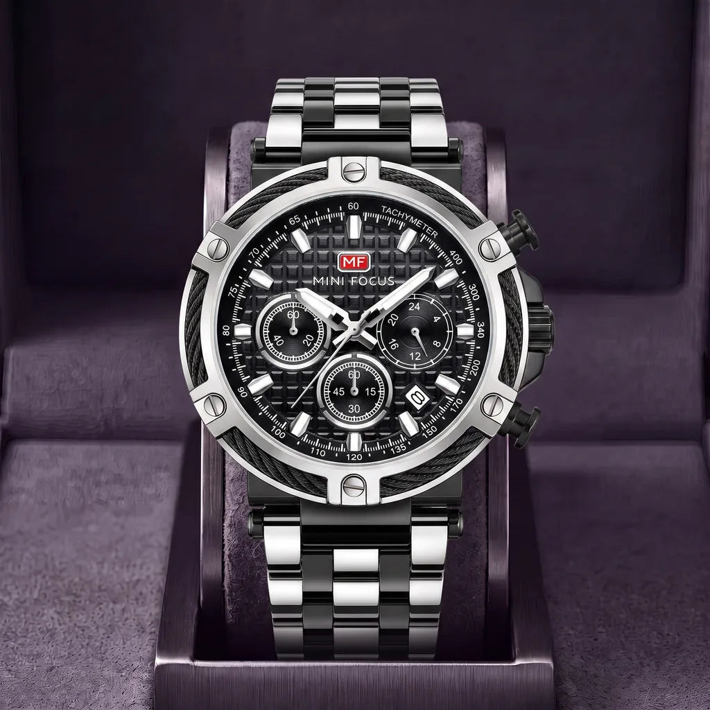 Sawyer | Cable Bezel Chronograph  - Color:Silver/Black