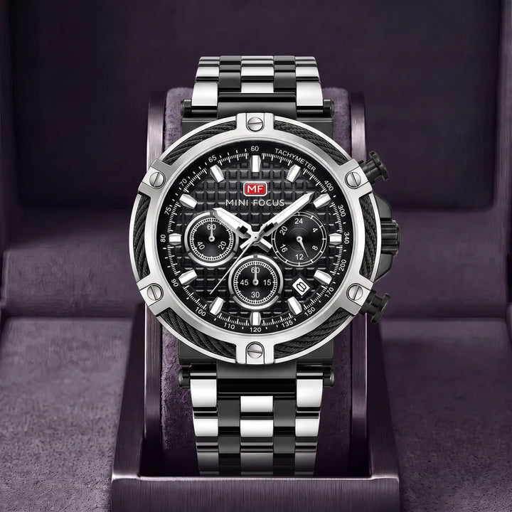 Sawyer | Cable Bezel Chronograph  - Color:Silver/Black