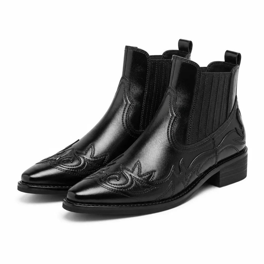 Sawyer Western Chelsea Boots - Color:Black;Size:38