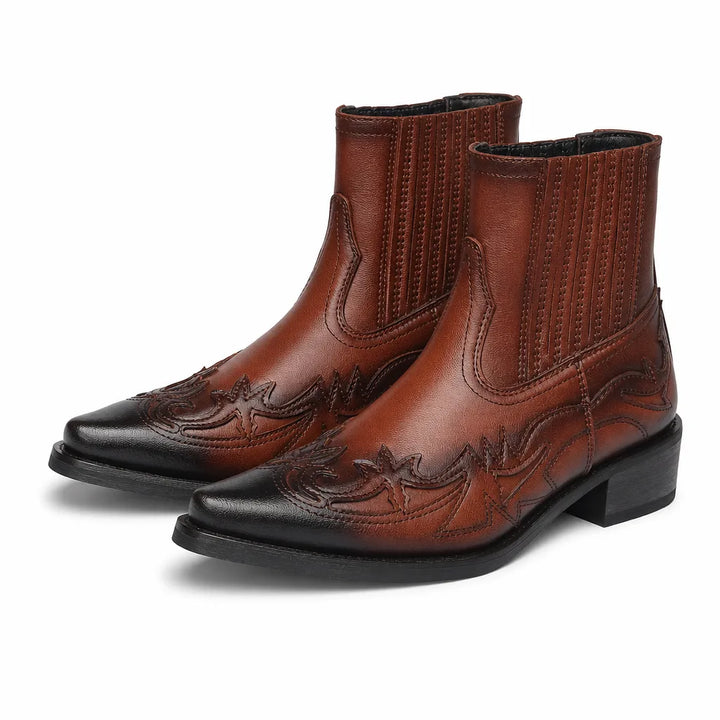 Sawyer Western Chelsea Boots - Color:Brown;Size:38