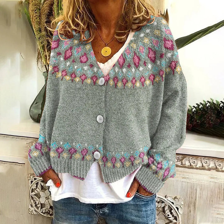 Scarlett | Women's Nordic Warm Cardigan  - Size:XS;Color:Gray