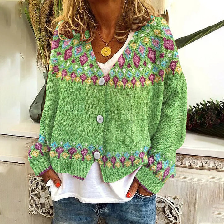 Scarlett | Women's Nordic Warm Cardigan  - Size:XS;Color:Green