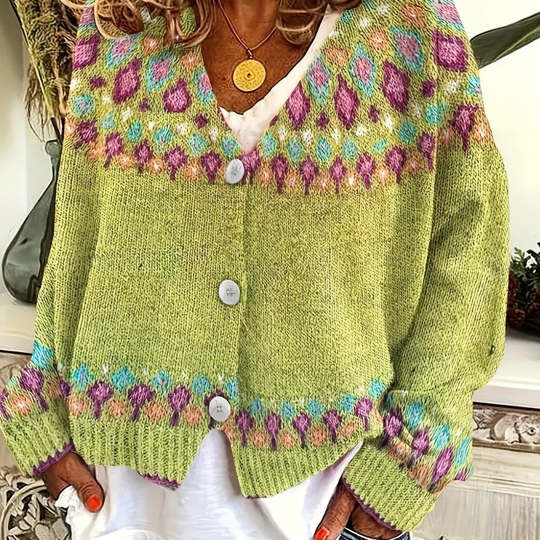 Scarlett | Women's Nordic Warm Cardigan  - Size:XS;Color:Greenish Yellow