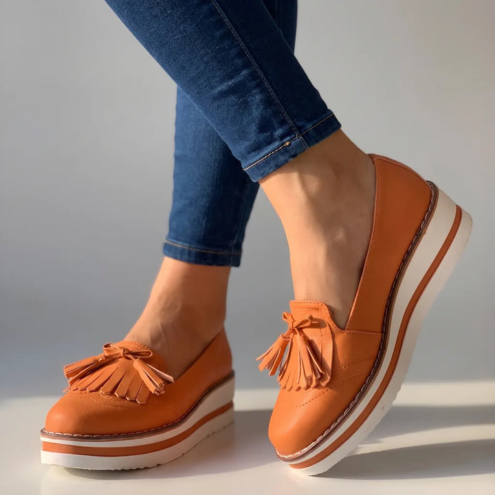 Scarlett | Women's Tassel Platform Loafers - Color:Yellow;Size:35