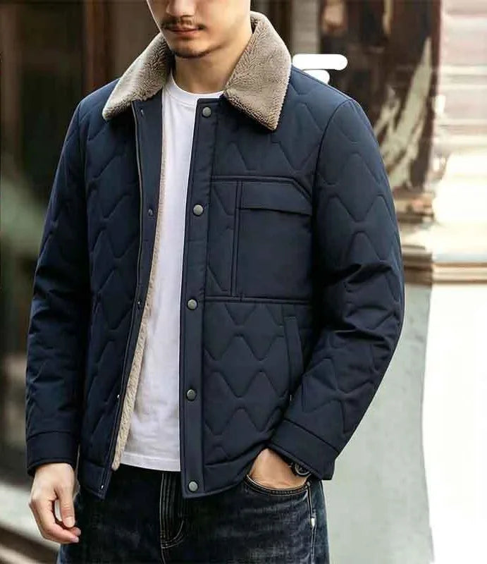 Seamus | Men's Quilted Winter Jacket  - Color:Dark Blue;Size:L