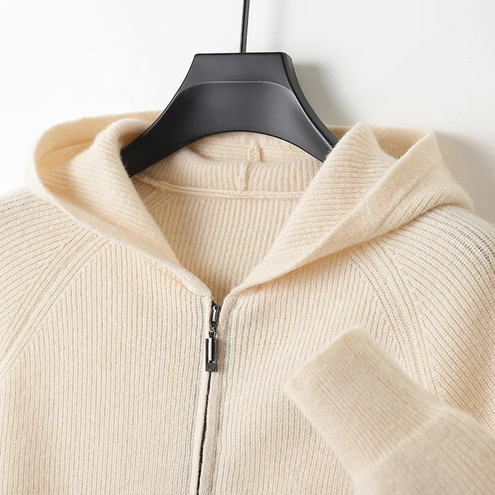 Sebastian | Cashmere Hooded Cardigan - Beige
