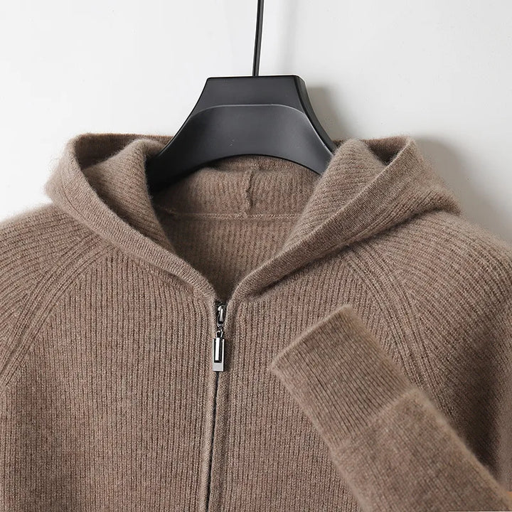 Sebastian | Cashmere Hooded Cardigan - Brown