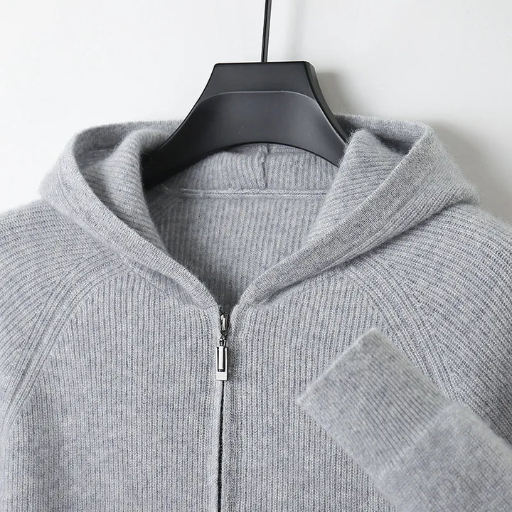 Sebastian | Cashmere Hooded Cardigan - Gray
