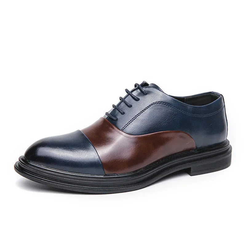 Sebastien | Men's Lace-Up Derby Shoes  - Color:Brown Blue;Size:38