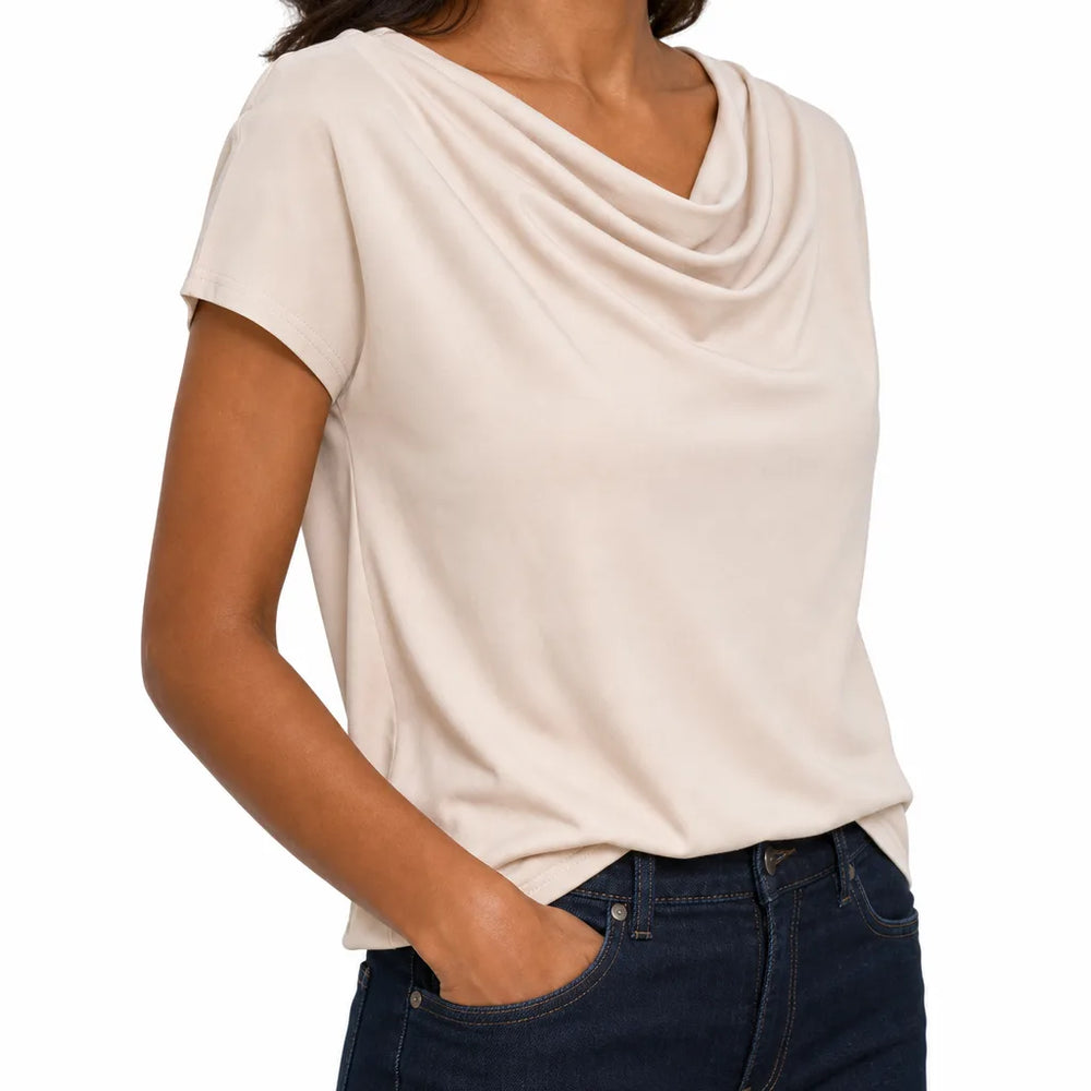 Women's Beige Pandora Cowl Neck Top