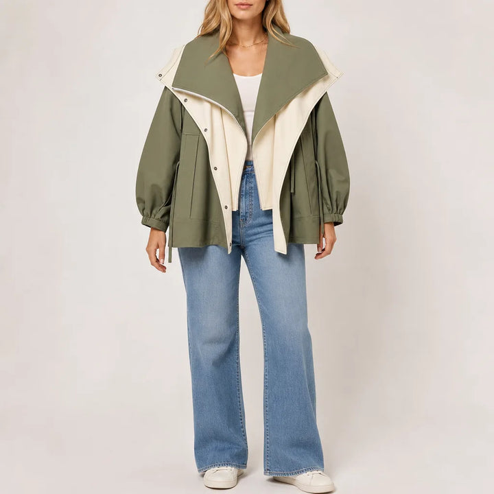 Shirley Trench Jacket - Color:Green;Size:XS