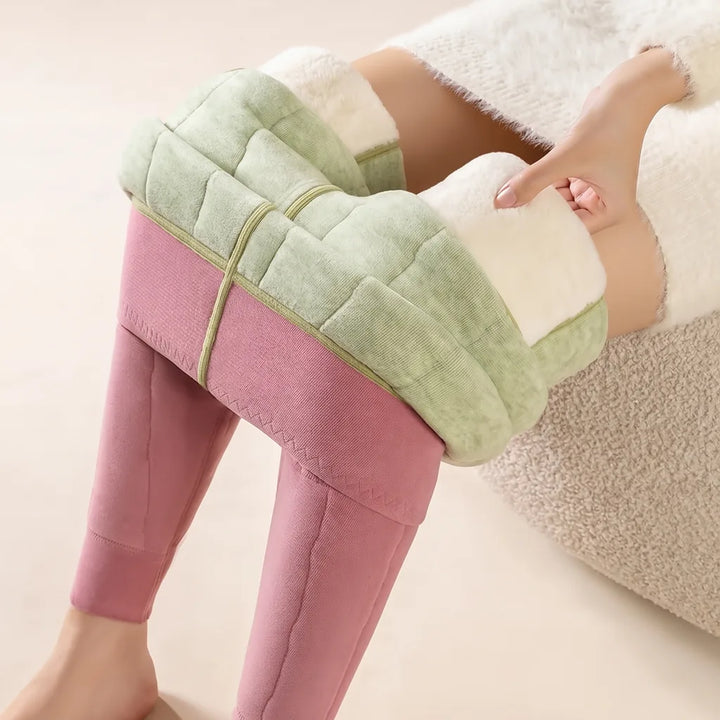 Sienna | Wool Fleece Lined Leggings - Color:Pink;Size:M