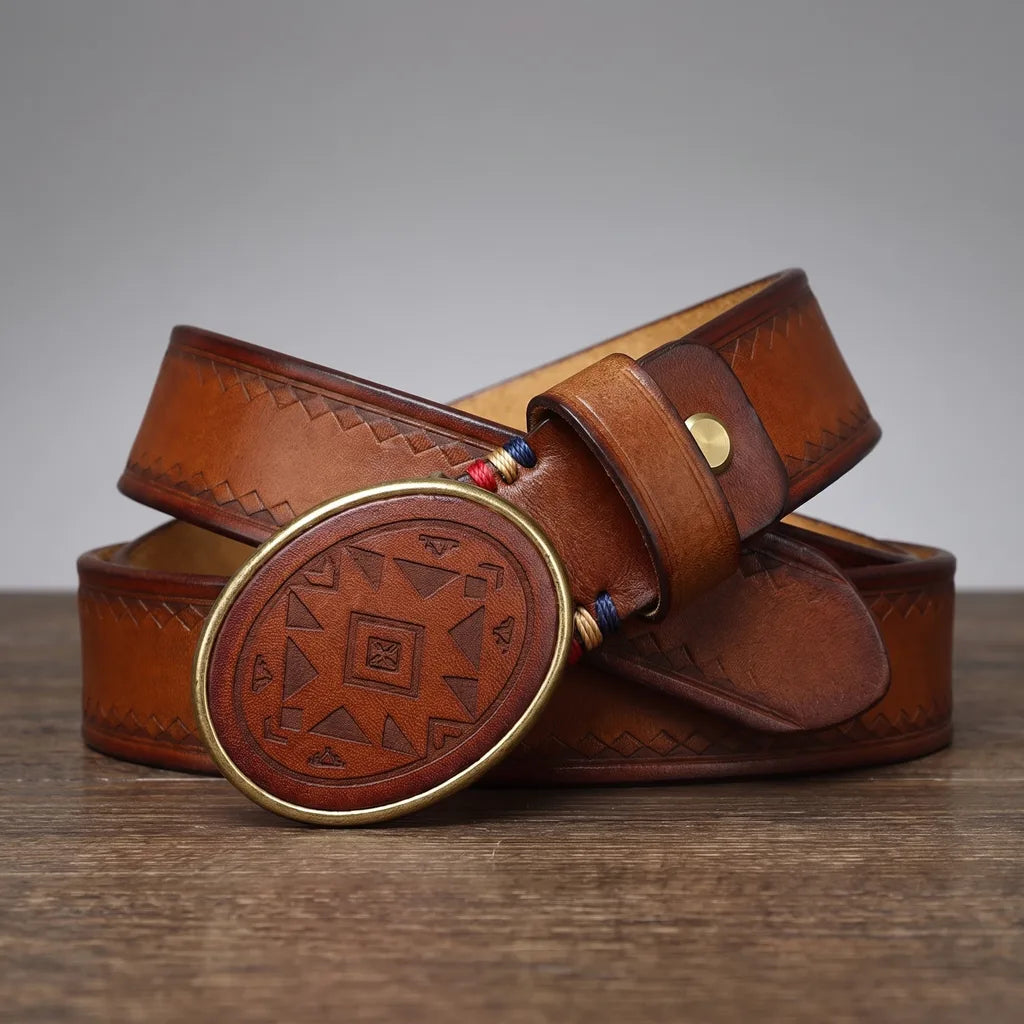 Silas | Men's Buckle Belts - Color:Brown;Length:39.4 inches (100 cm)