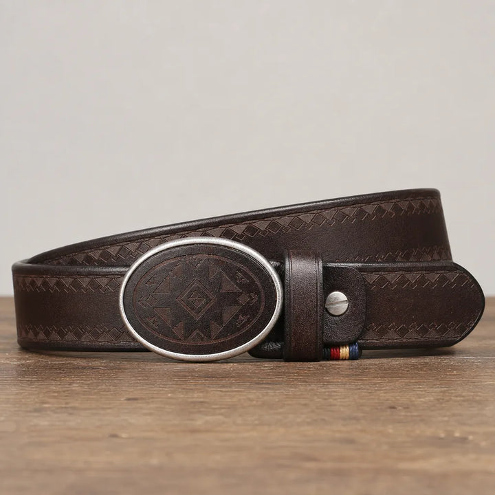 Silas | Men's Buckle Belts - Color:Dark Brown;Length:39.4 inches (100 cm)