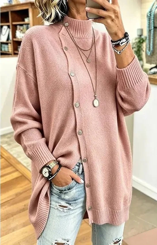 Sky | Women's Longline Knit Cardigan  - Color:Pink;Size:XS
