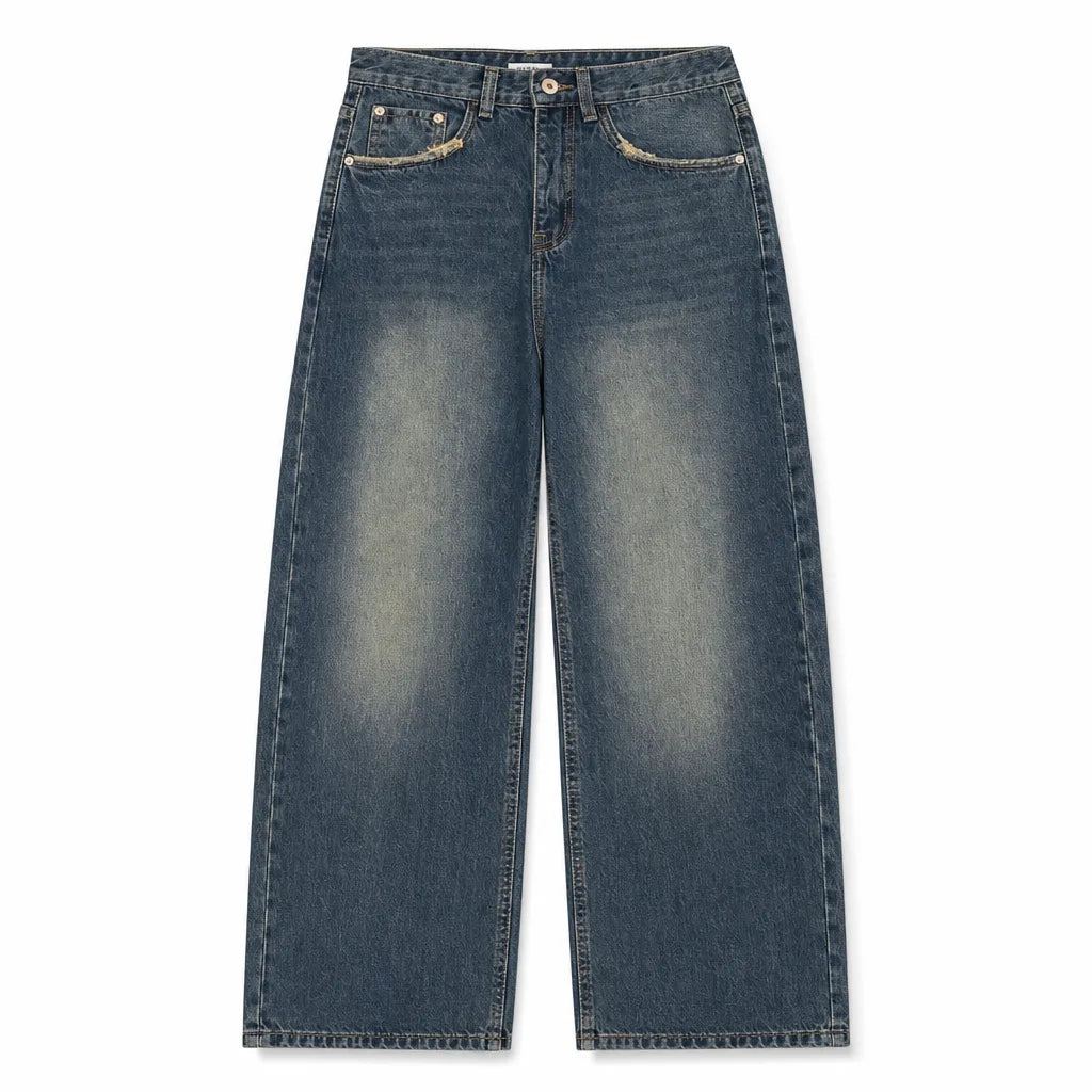 Sloane | Baggy Wide Leg Jeans - Color:Navy Blue;Size:XS