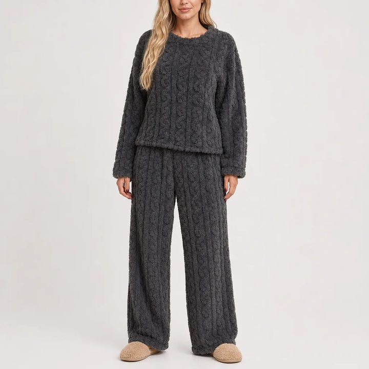 Solveig | Women's Fleece Pajama Set - Color:Gray;Size:XS