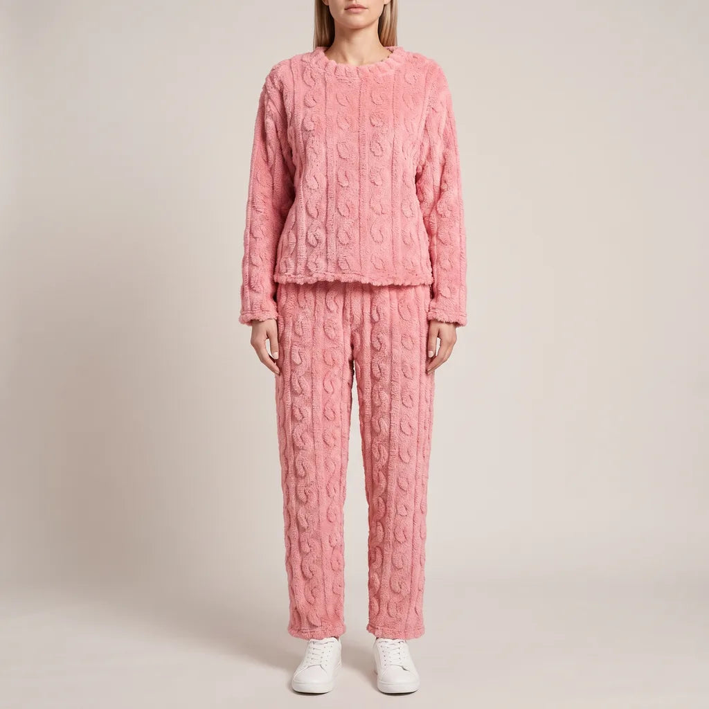 Solveig | Women's Fleece Pajama Set - Color:Pink;Size:XS