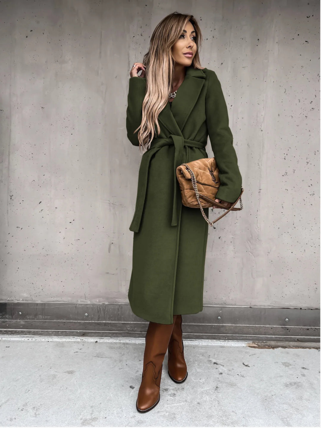 Sonia | Women's Belted Trench Coat  - Size:XS;Color:Army Green