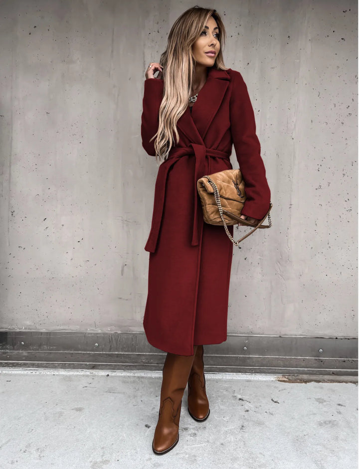 Sonia | Women's Belted Trench Coat  - Size:XS;Color:Red