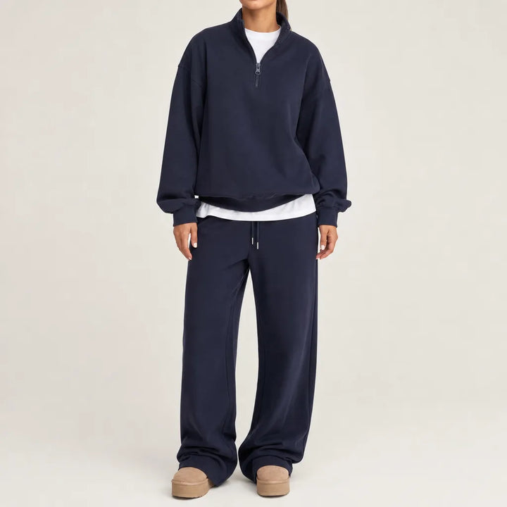 Sophia Relaxed Sweater and Sweatpants Set - Color:Blue;Size:XS
