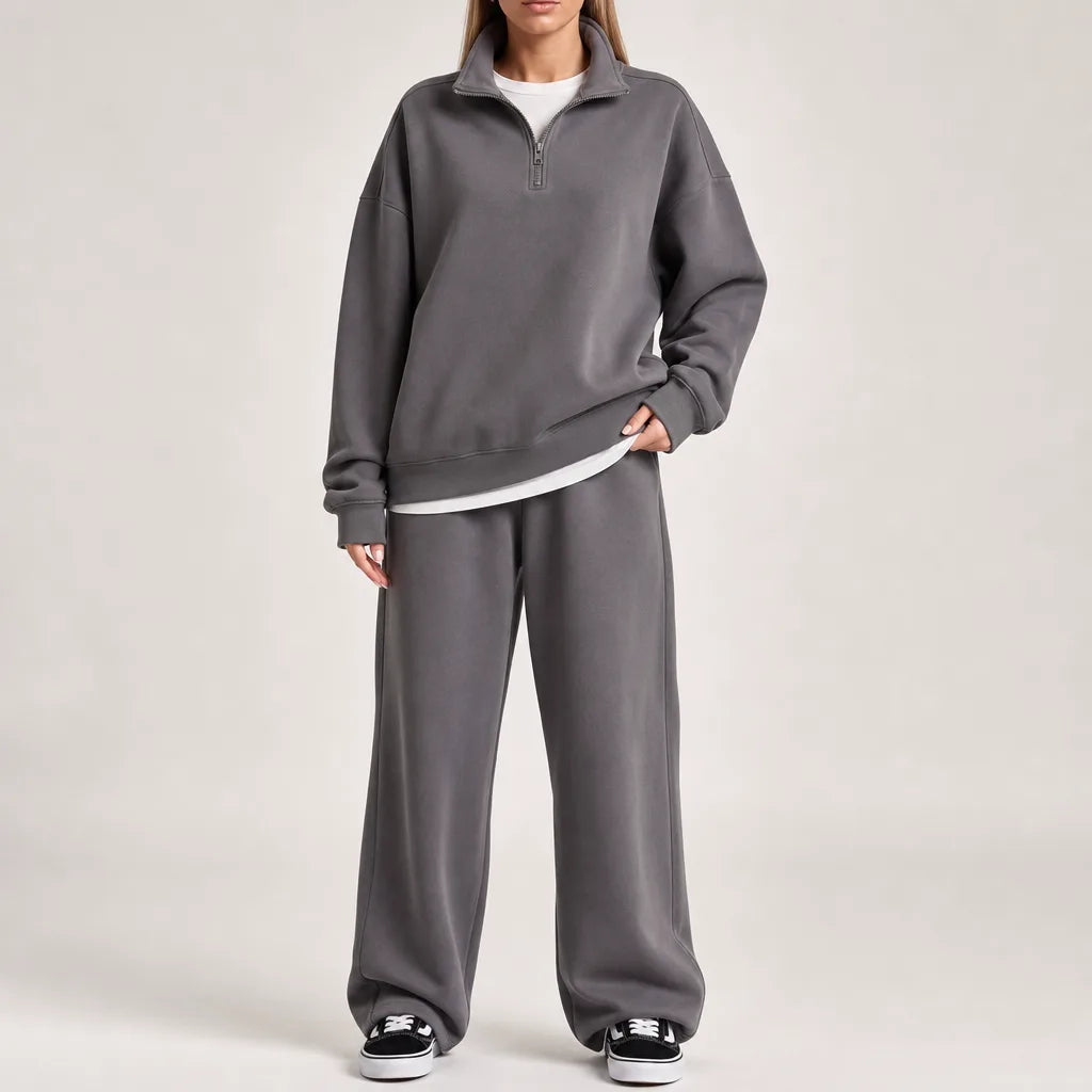 Sophia Relaxed Sweater and Sweatpants Set - Color:Gray;Size:XS