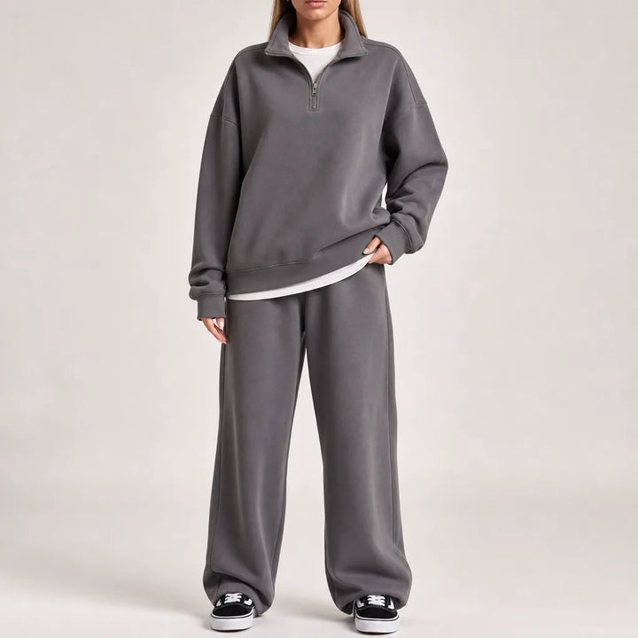 Sophia Relaxed Sweater and Sweatpants Set - Color:Gray;Size:XS