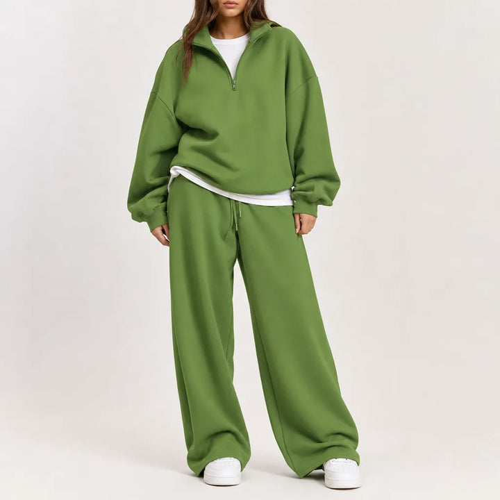 Sophia Relaxed Sweater and Sweatpants Set - Color:Green;Size:XS