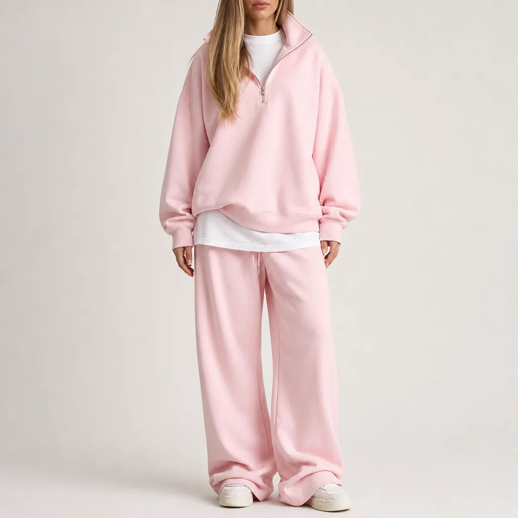 Sophia Relaxed Sweater and Sweatpants Set - Color:Pink;Size:XS